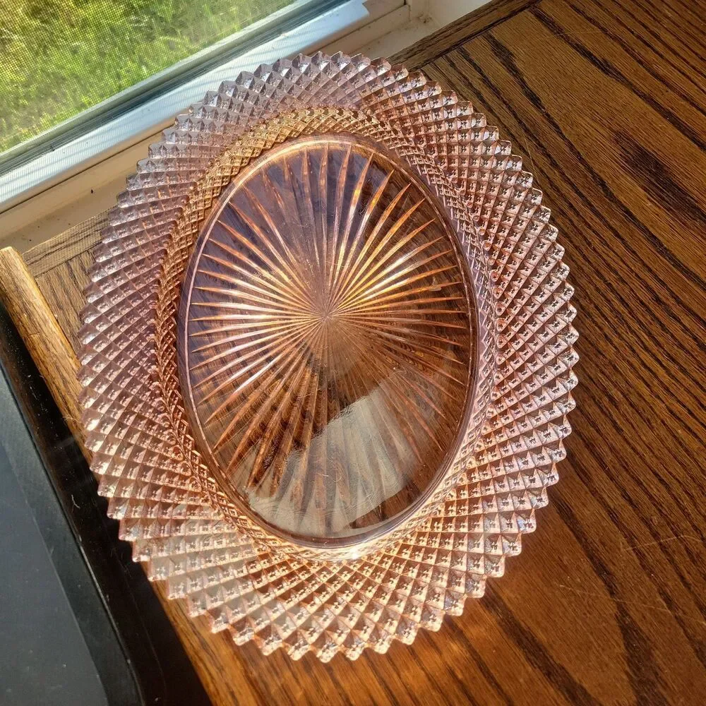 VTG Anchor Hocking Miss America Pink Depression Glass Serving Platter 12